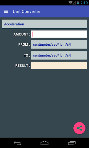Android application Unit Converter screenshort