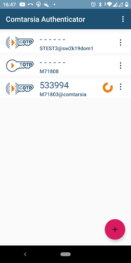 Comtarsia Authenticator Screen 2
