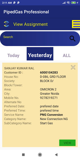 PipedGas Professional App Screen 2