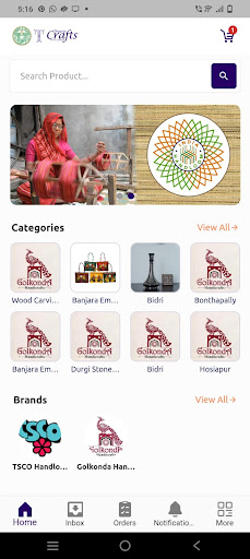 Android application T-Weaves & Crafts screenshort