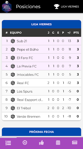 Android application Liga Medio Tiempo screenshort