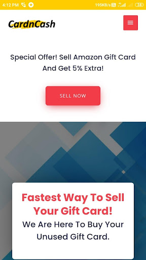 CardnCash : Sell Gift Card Screen 2