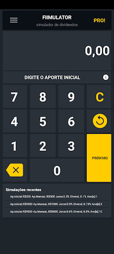 Android application fiimulator - dividendos screenshort