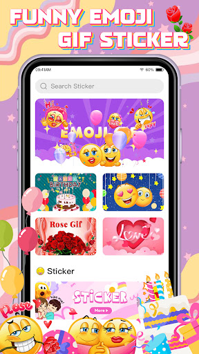 Android application Funny Emoji GIF Sticker 2024 screenshort