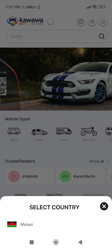 Android application Kawawa Motors screenshort