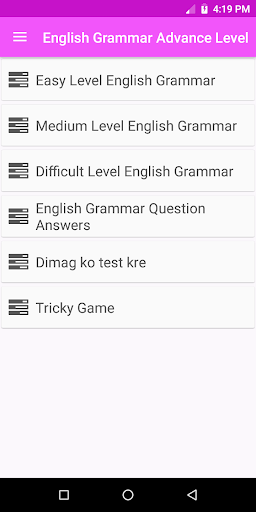 Android application English Grammar Advance Level screenshort