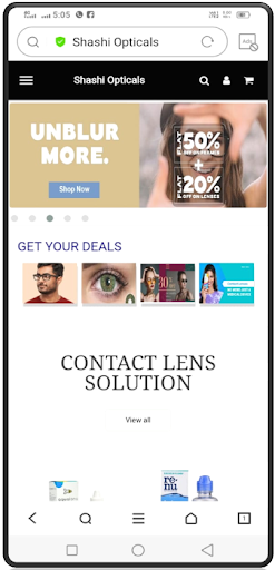 Android application Shashi Opticals screenshort