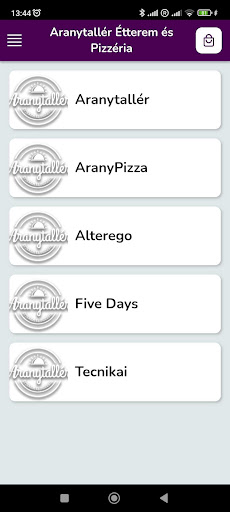 Android application Aranytallér Étterem & Pizzéria screenshort
