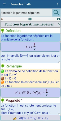 Android application Cours et Formules mathématique screenshort