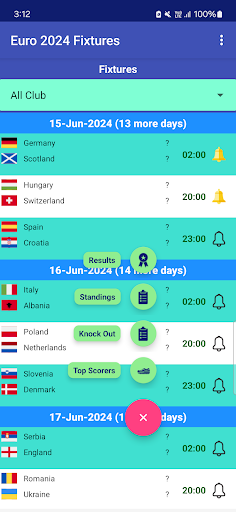 Euro 2024 Fixtures Screen 3