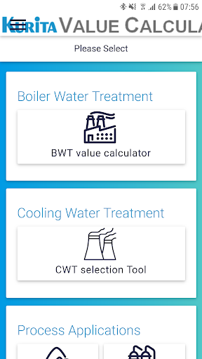 Android application My Kurita Value Calculators screenshort