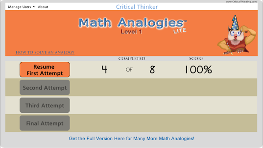 Math Analogies™ Level 1 (Lite)