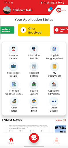 RT Global - Student App Screen 2