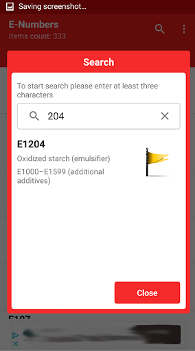 E-Numbers Screen 3