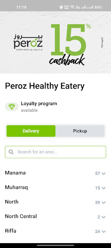 Android application Peroz Healthy Eatery screenshort