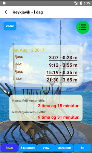 Android application Tides in Iceland/Flóð Fjara screenshort