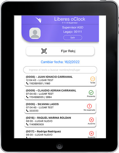 Liberes oClock Supervisor Screen 3