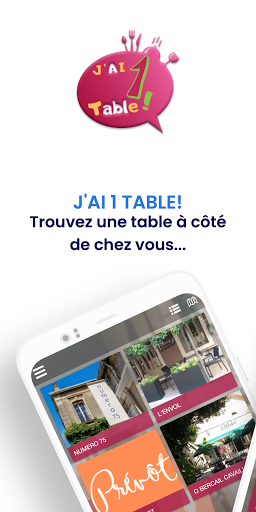 Android application J'ai 1 Table screenshort