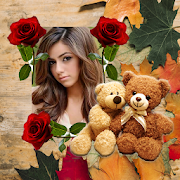 Teddy Bear Photo Frames - Flower Leaves Theme