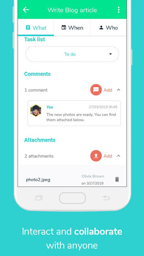 Beesbusy: project management Screen 3
