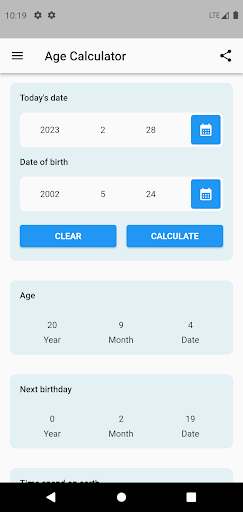 Android application Age Calculator screenshort
