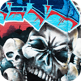 graffiti theme hell skull wall icon