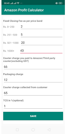 Amazon Profit Calculator(IND) Screen 3