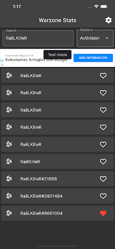Android application Warzone Stats screenshort