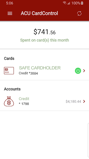 Arapahoe CU Card Control Screen 2