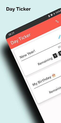 Android application Day Ticker screenshort