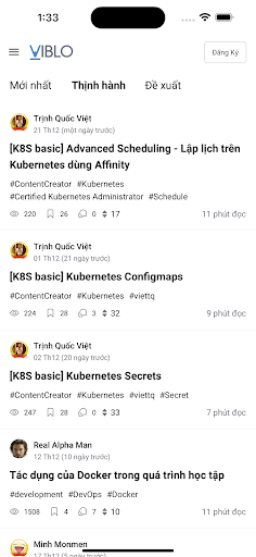 Android application Viblo screenshort