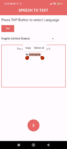 Android application Speech To Text screenshort