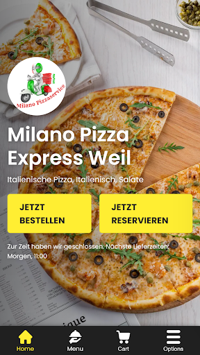 Android application Milano Pizza Express screenshort