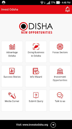 Android application Invest Odisha screenshort