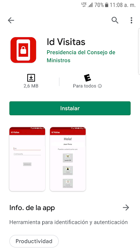 Android application Id Demo Visitas screenshort