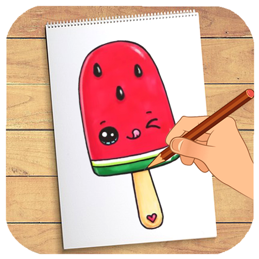 HOW TO DRAW CUTE WATERMELON ICE CREAM, STEP BY STEP,DRAW CUTE