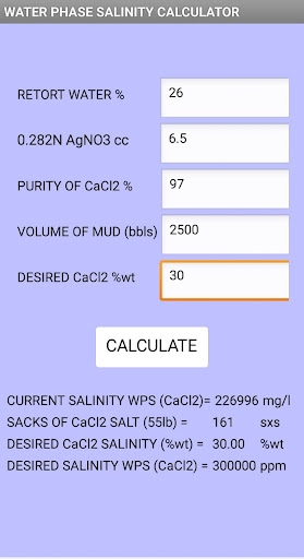 WPS OBM (mg/l) CaCl2 Screen 2