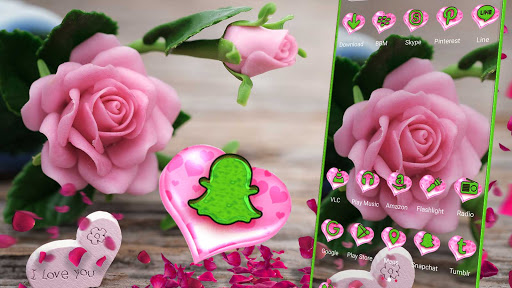 Pink Rose Love Launcher Theme Screen 2