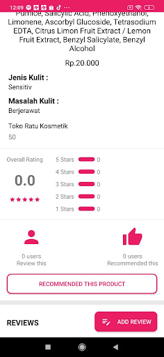 Android application Review Produk Kecantikan screenshort