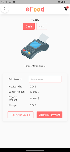 eFood - Table/Waiter App Screen 3