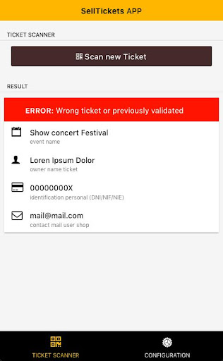SellTickets APP Screen 3