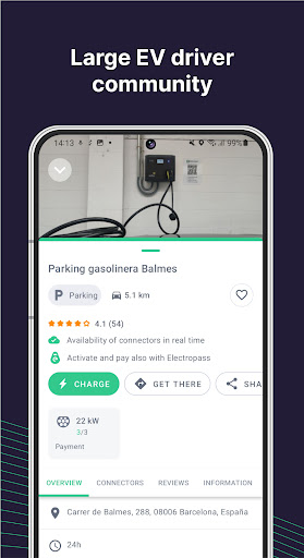 Screenshot of Electromaps: Charging stations