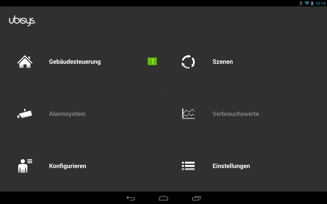 Android application ubisys Smart Home screenshort