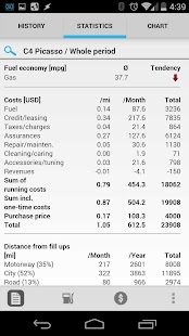 تكاليف السيارة وسجل الوقود لقطة شاشة PRO