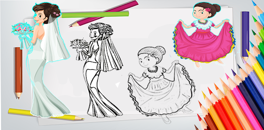 Princess color sheet - Drawing