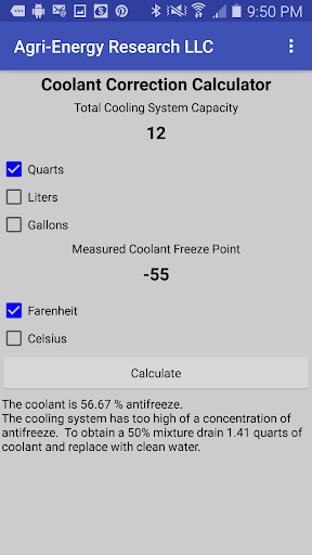 Coolant Correction Calculator