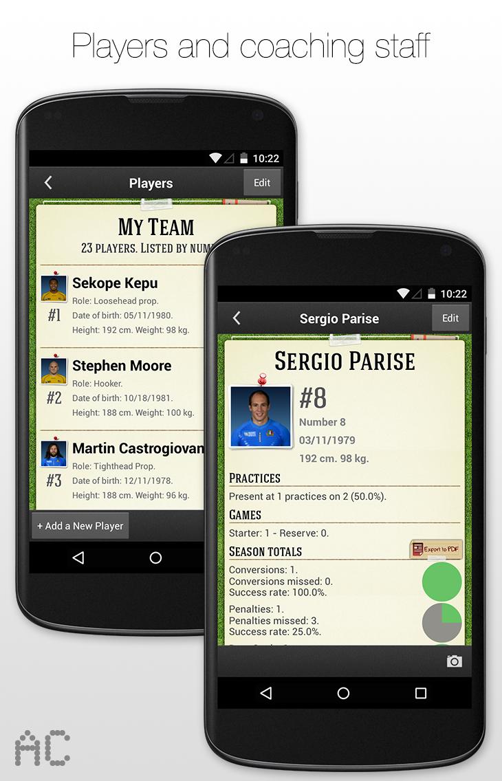 Android application Assistant Coach Rugby screenshort
