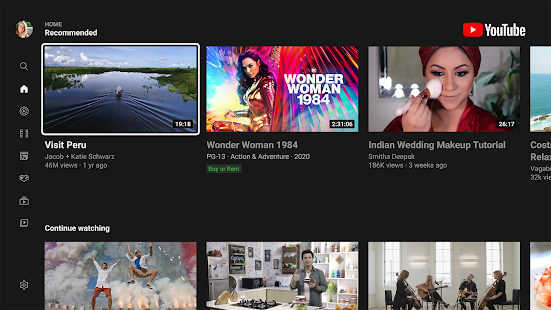 YouTube for Android TV Screenshot