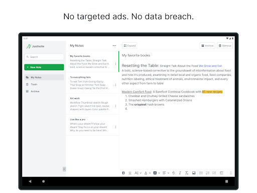 Screenshot of Justnote - Note Taking App