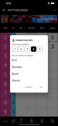 Putting Edge Scorecard Screen 3